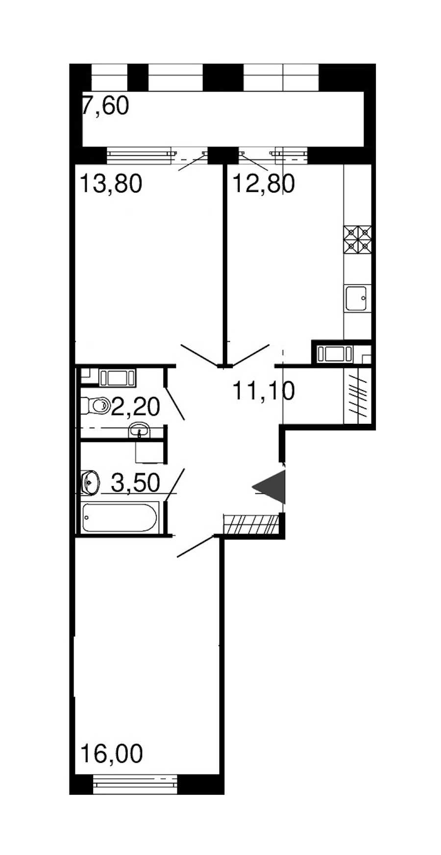 Двухкомнатная квартира в : площадь 59.4 м2 , этаж: 8 – купить в Санкт-Петербурге